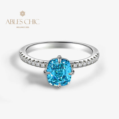 Bague de fiançailles solitaire apatite bleue R1082