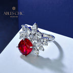 Bague en grappe florale rubis R1527