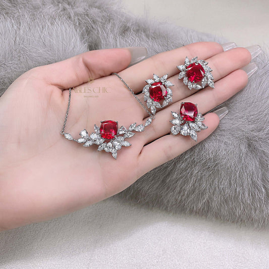 Bague en grappe florale rubis R1527