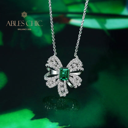 Pendentif nœud papillon émeraude P0645
