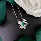 Pendentif nœud papillon émeraude P0645