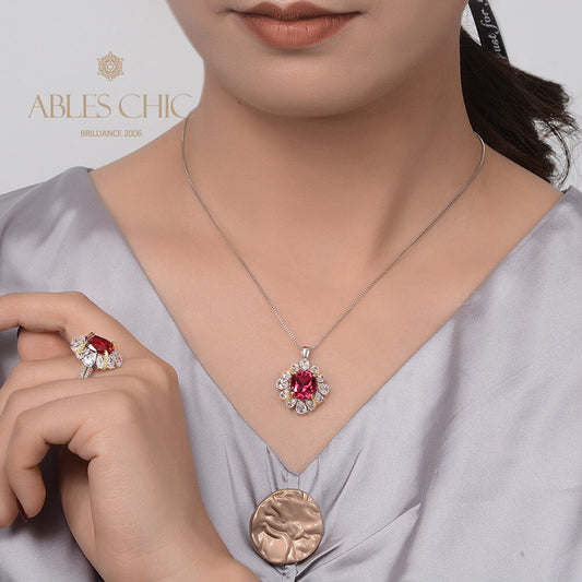Collier de fleurs de rubis P0642