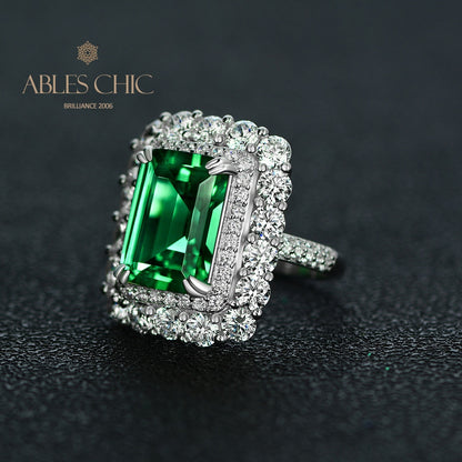 Bague florale émeraude R1160