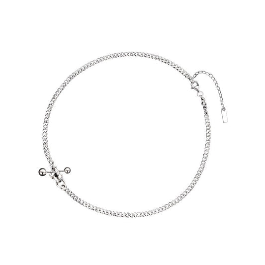 Collier chaîne gourmette à breloque haltère N1008