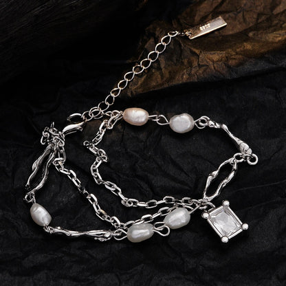 Bracelet chaînes en perles baroques B1047