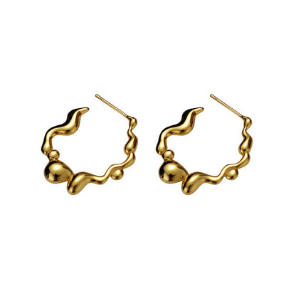 Créoles d'oreilles épaisses à motif de perles E1004