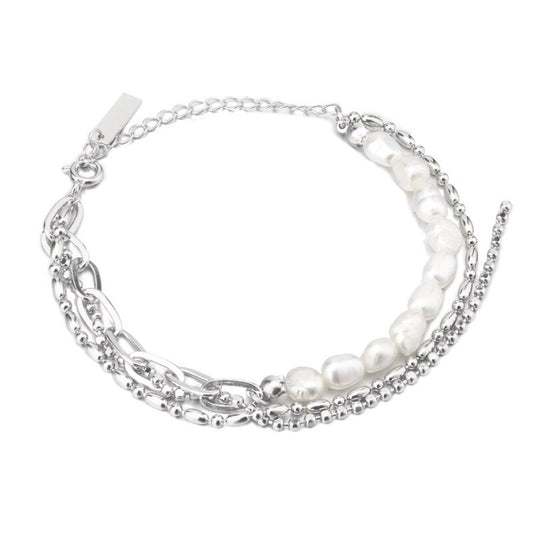 Bracelet multi-chaînes perles baroques B1035