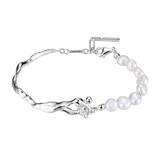 Bracelet de perles baroques à bande froissée B1046