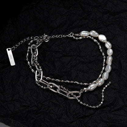 Bracelet multi-chaînes perles baroques B1035
