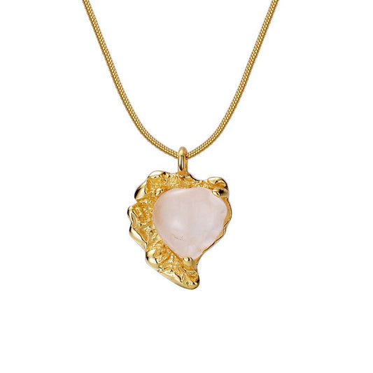 Pendentif Agate Coeur Cristal Rose N1052