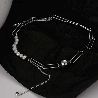Collier de perles baroques à chaîne dessinée N1032
