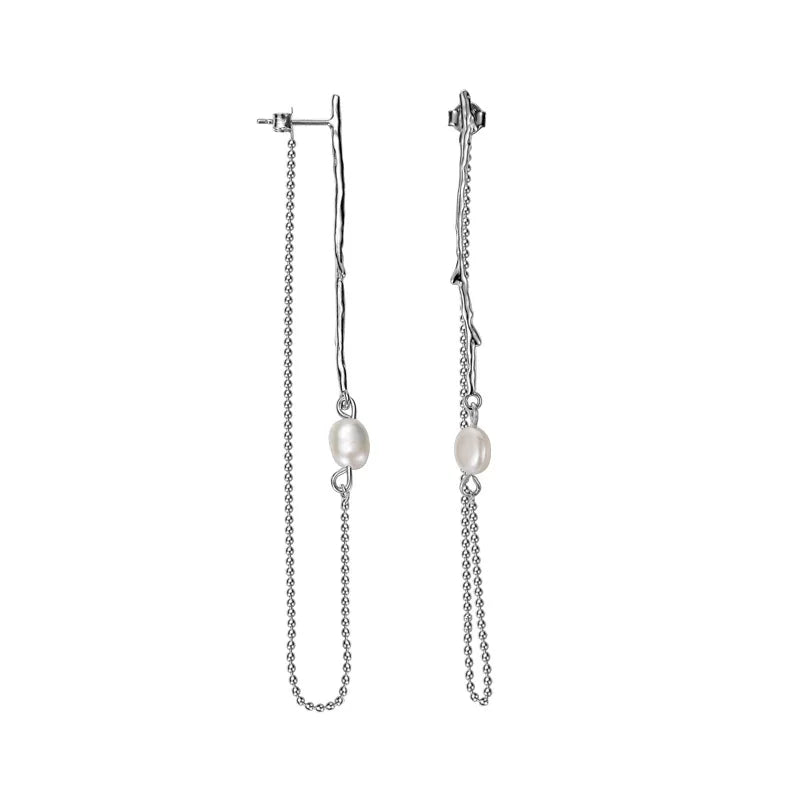 Boucle d'oreille longue chaîne en perles Borque E1179