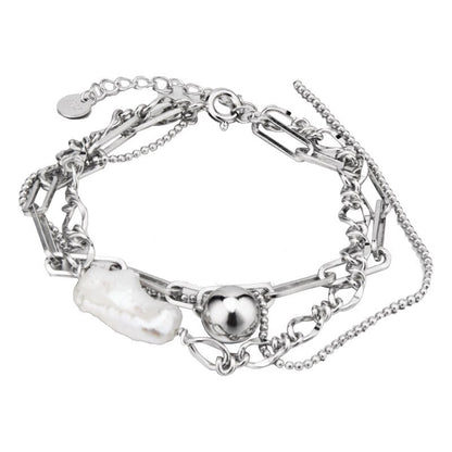 Bracelet multi-chaînes de perles baroques B1028