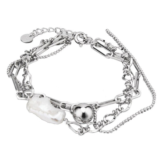 Bracelet multi-chaînes de perles baroques B1028
