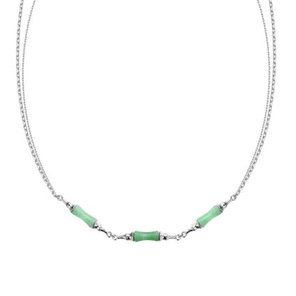 Collier noeuds de bambou jade vert N1046