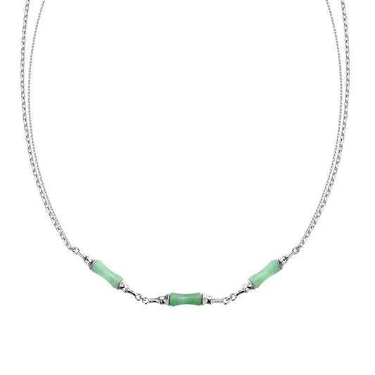 Collier noeuds de bambou jade vert N1046