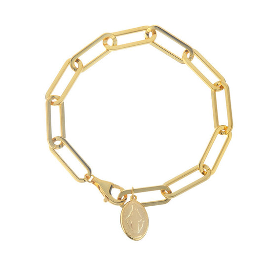 Bracelet à chaîne allongée épaisse et dessinée B1045