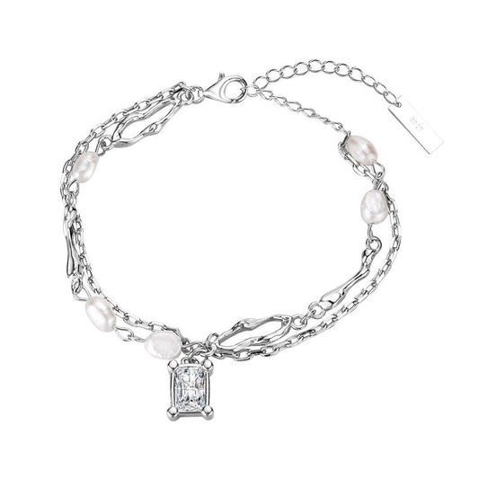 Bracelet chaînes en perles baroques B1047