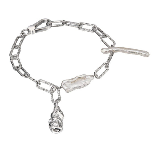 Bracelet à chaîne allongée en perles baroques B1038