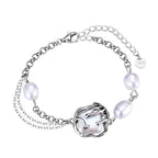 Bracelet multi-chaînes enveloppé de perles baroques B1049