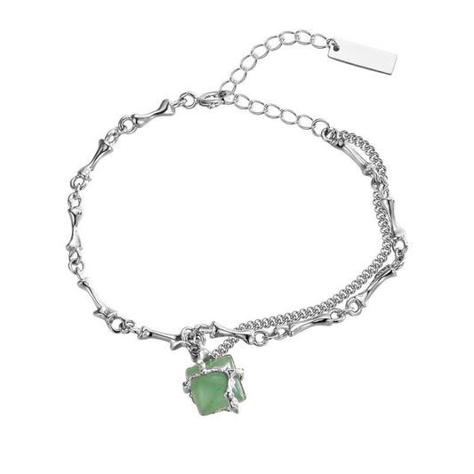 Bracelet en jade enveloppé de nœuds de bambou B1018