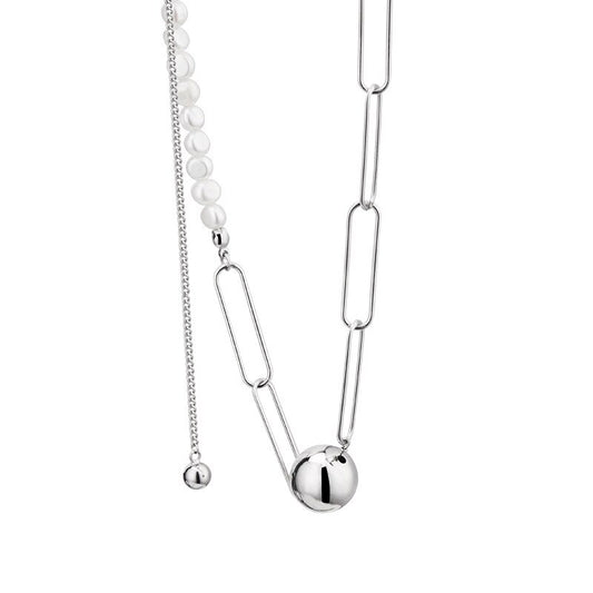 Collier de perles baroques à chaîne dessinée N1032