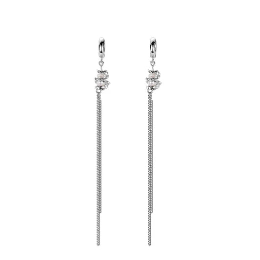 Boucle d'oreille à longue chaîne en perles baroques E1111, 1 pièce