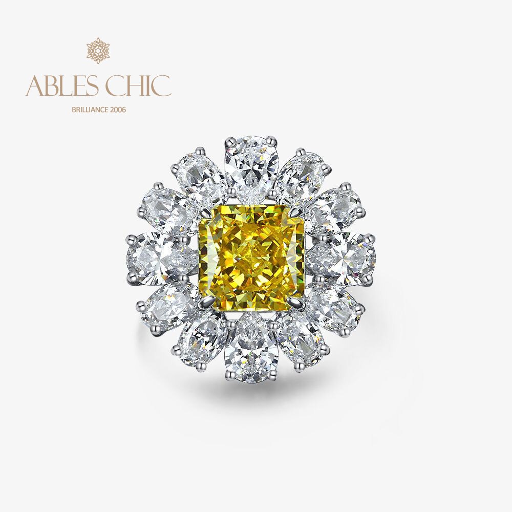 Bague topaze fleur pavée R1569