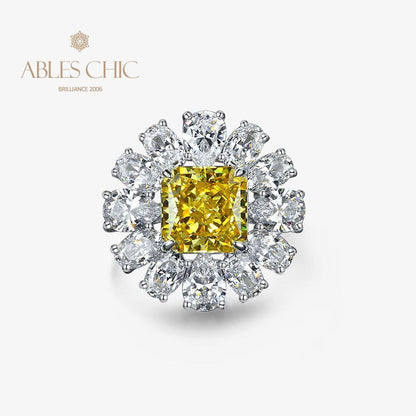 Bague topaze fleur pavée R1569