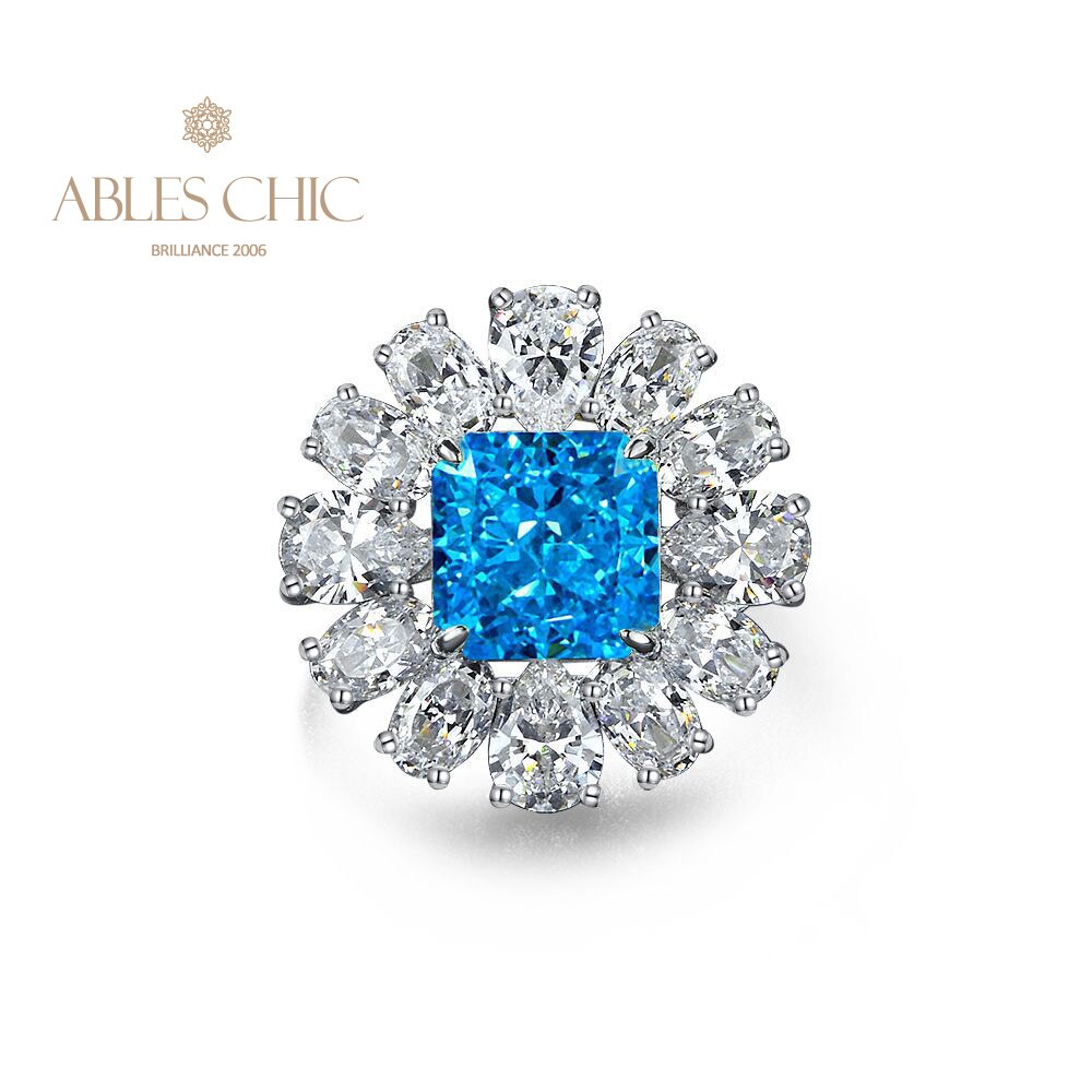 Bague topaze fleur pavée R1569