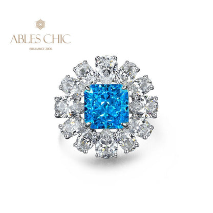Bague topaze fleur pavée R1569
