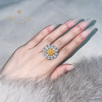 Bague topaze fleur pavée R1569