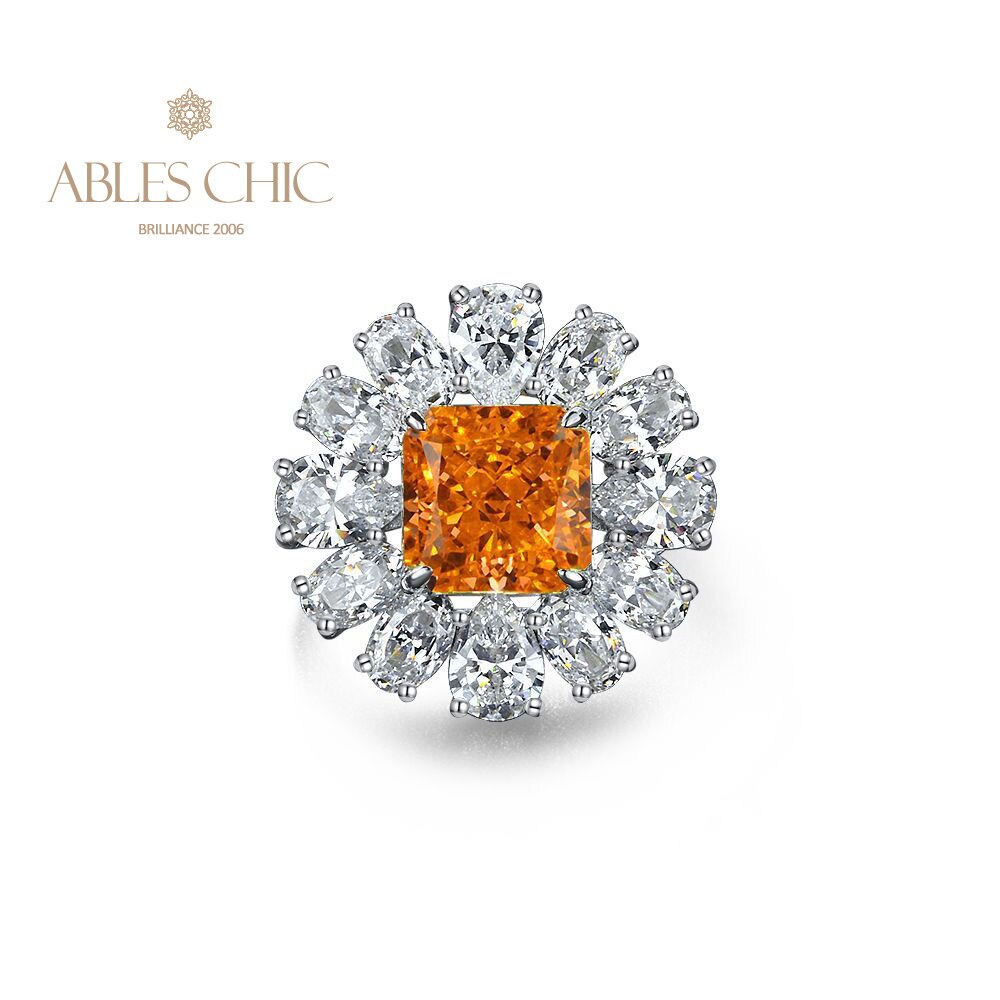 Bague topaze fleur pavée R1569
