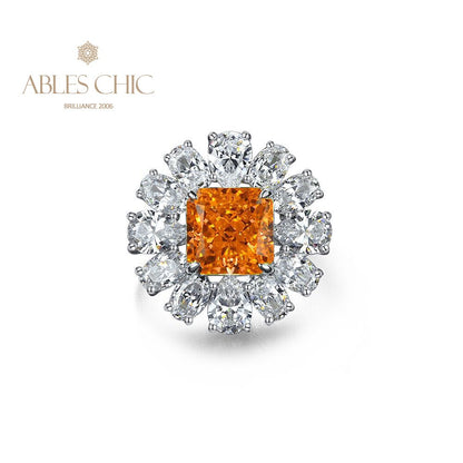 Bague topaze fleur pavée R1569