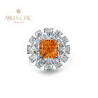 Bague topaze fleur pavée R1569