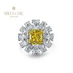 Bague topaze fleur pavée R1569
