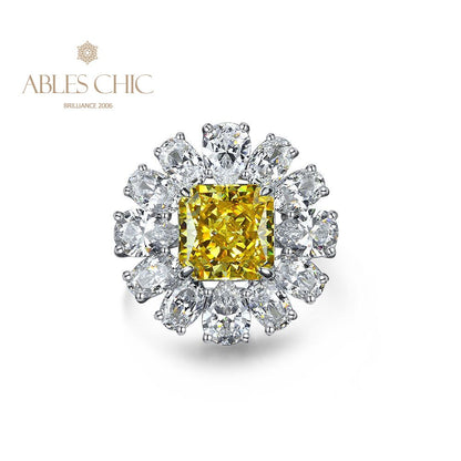 Bague topaze fleur pavée R1569