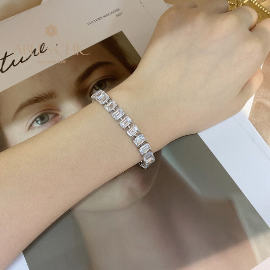 Bracelet de mariée glacé taille émeraude B0452