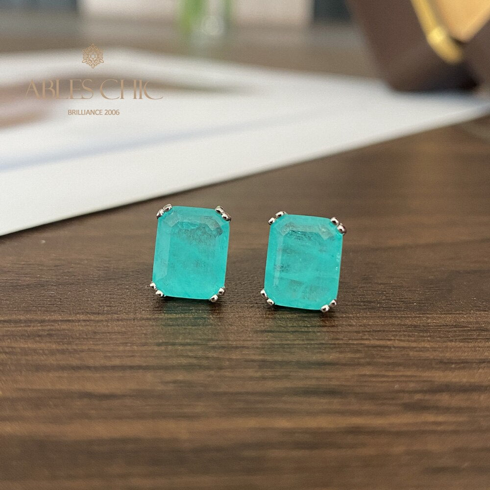 Boucles d'oreilles émeraude Paraiba Tourmaline E0121