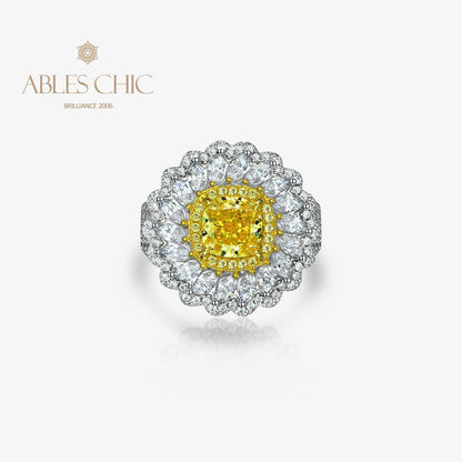 Bague marguerite halo citrine R1531