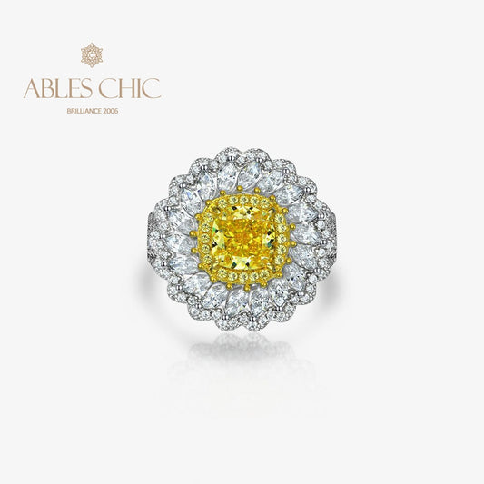 Bague marguerite halo citrine R1531