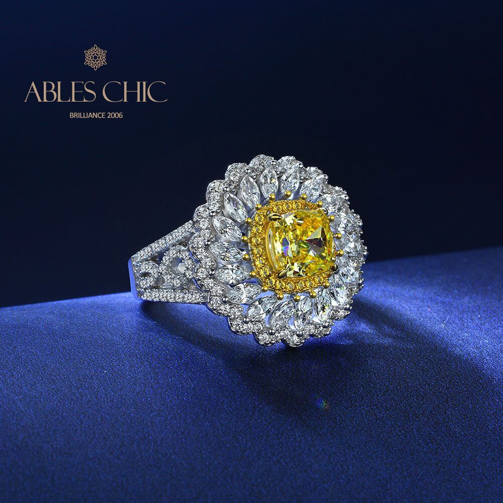 Bague marguerite halo citrine R1531