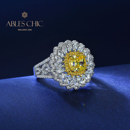 Bague marguerite halo citrine R1531