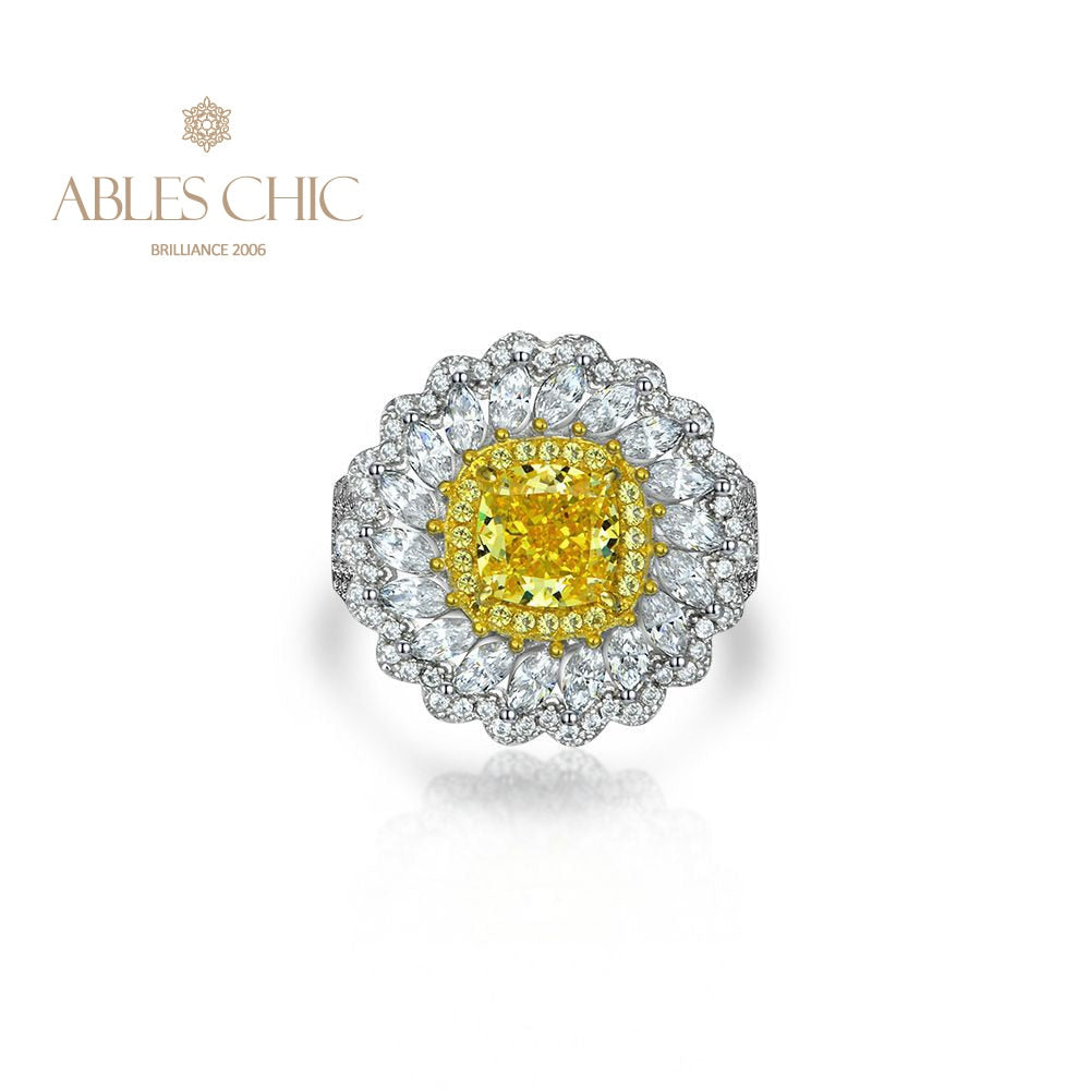 Bague marguerite halo citrine R1531