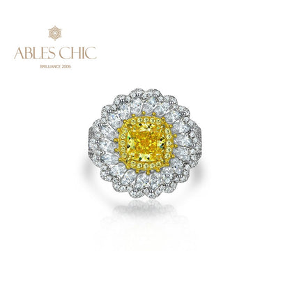 Bague marguerite halo citrine R1531
