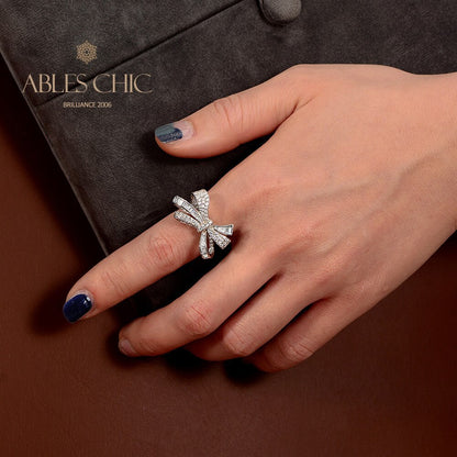 Bague cocktail nœuds papillon diamants R1090