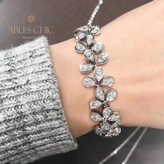 Bracelet de mariage glacé à fleurs B0553