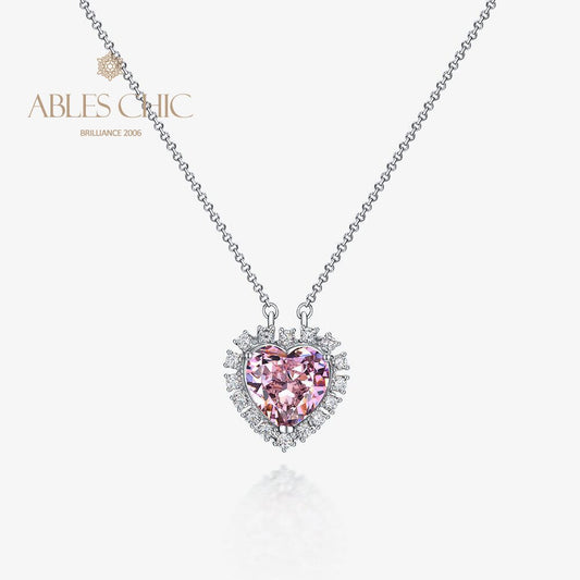 Pendentif coeur halo morganite B0440