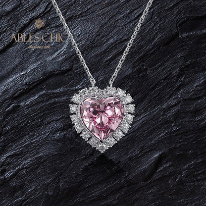 Pendentif coeur halo morganite B0440