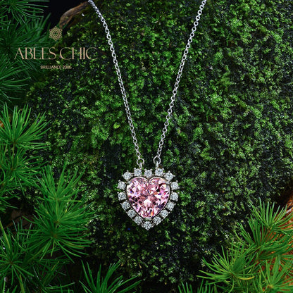 Pendentif coeur halo morganite B0440
